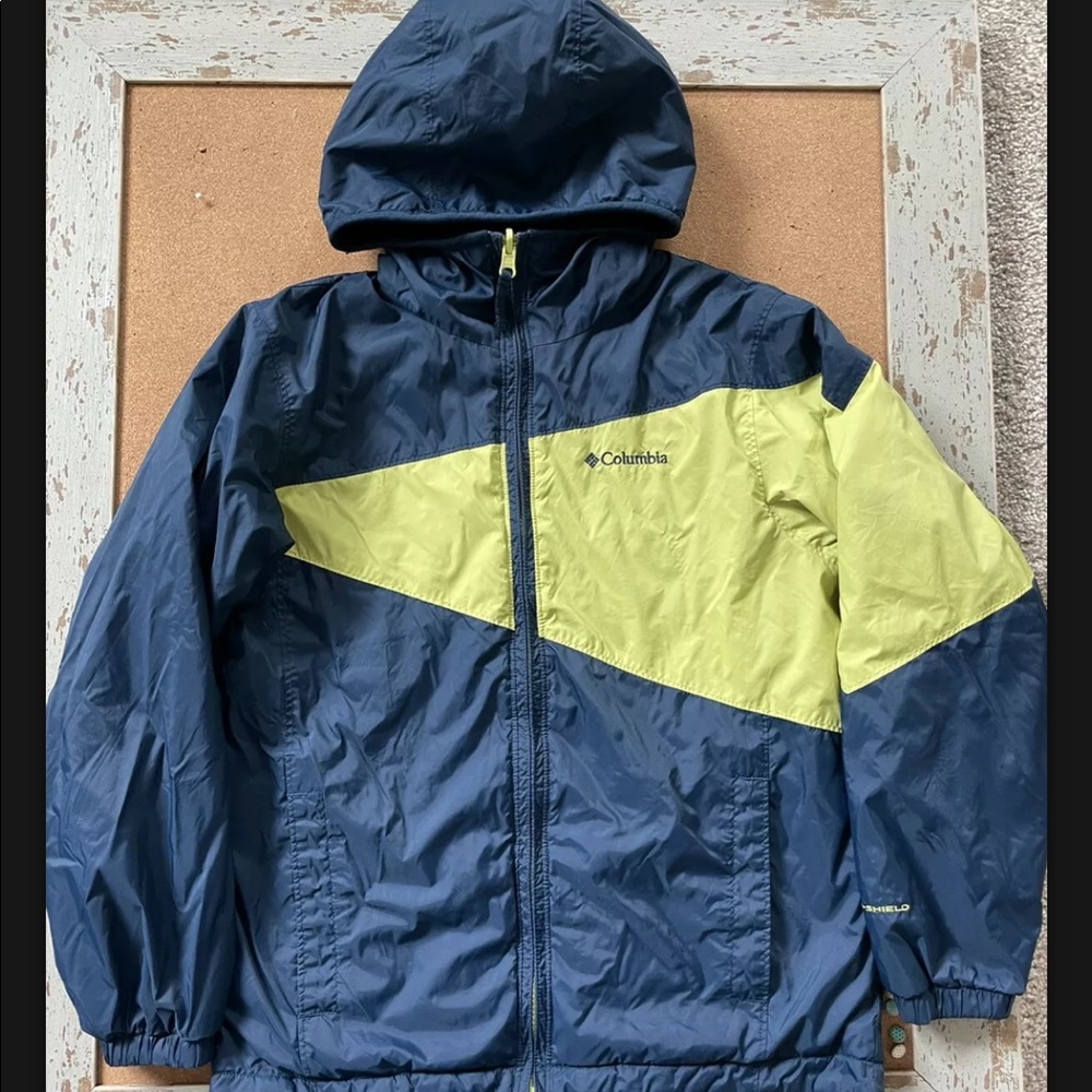 Columbia Boys Jacket Nylon,Fleece‎ Lined Reversible Omni-shield Jacket Sz L